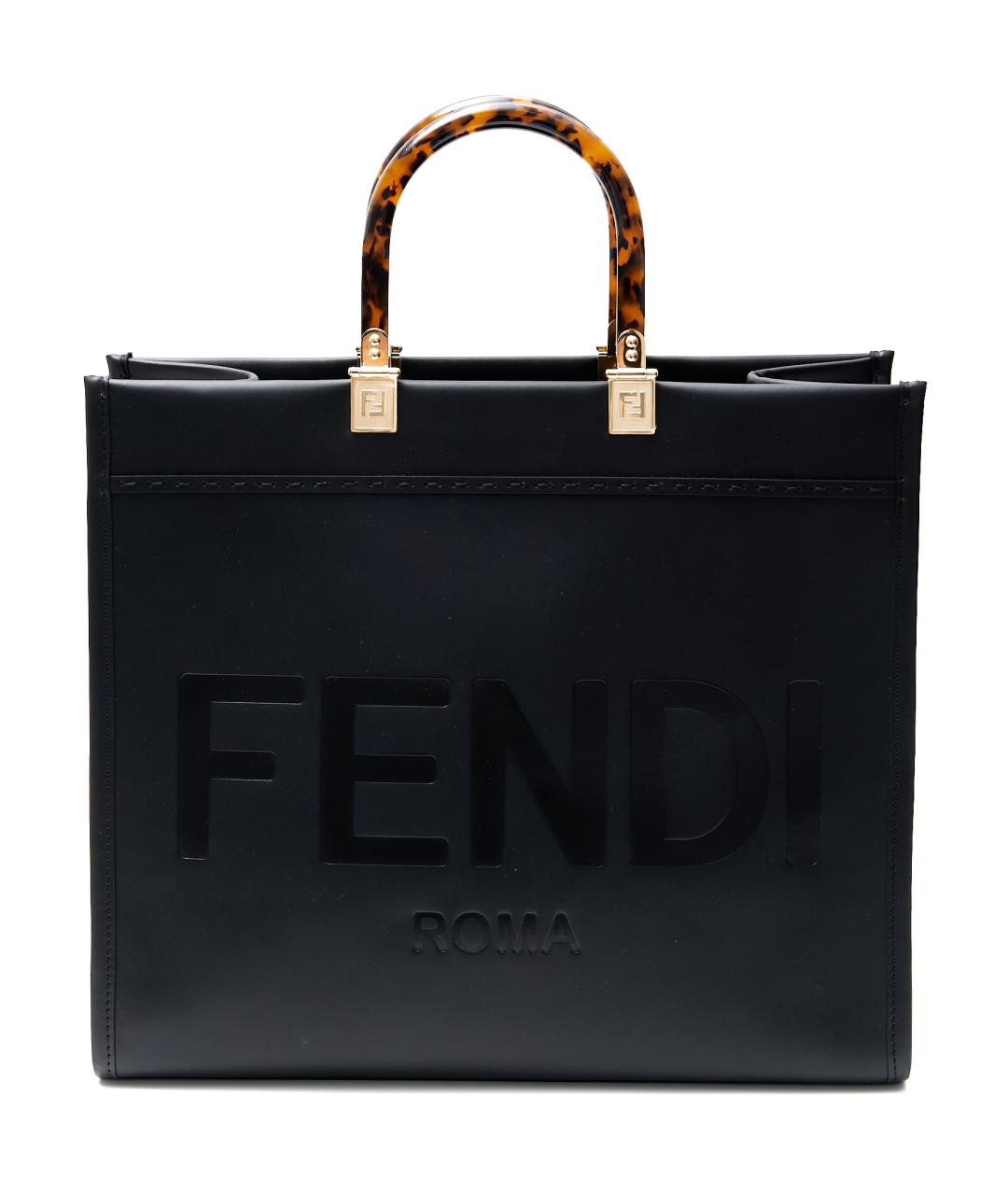 FENDI Черная кожаная сумка с короткими ручками, фото 8