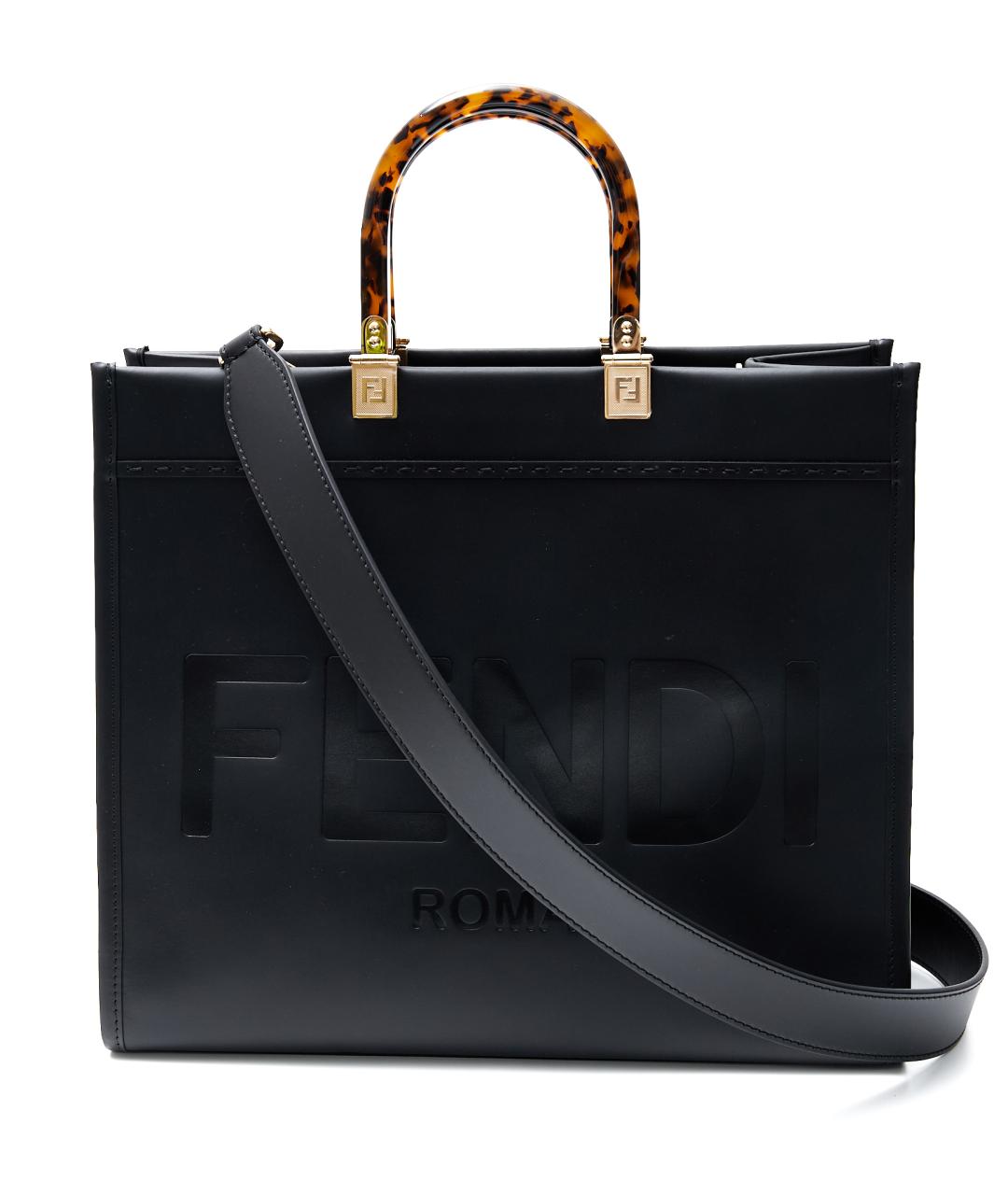FENDI Черная кожаная сумка с короткими ручками, фото 4