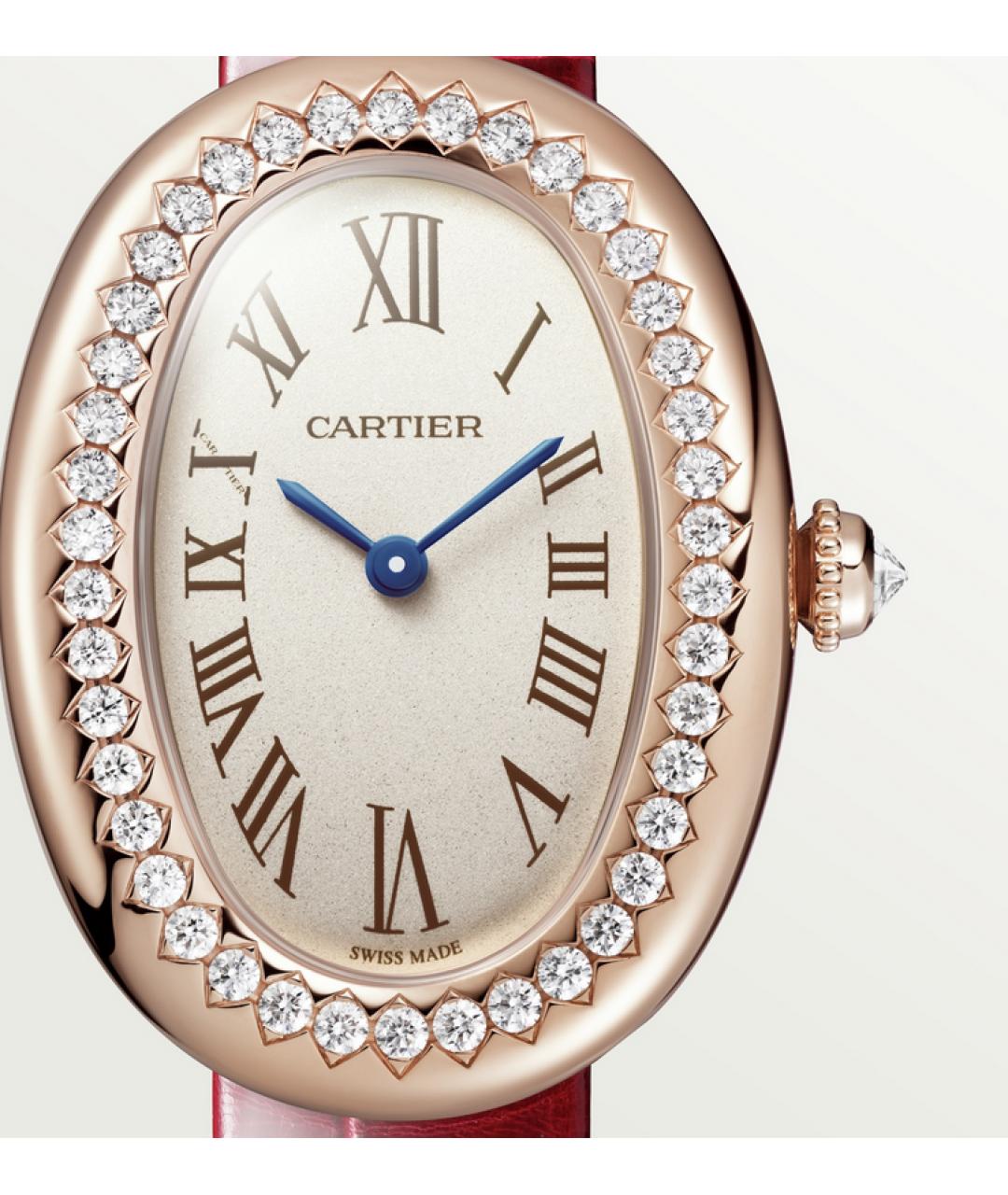 CARTIER Бордовые часы из розового золота, фото 4