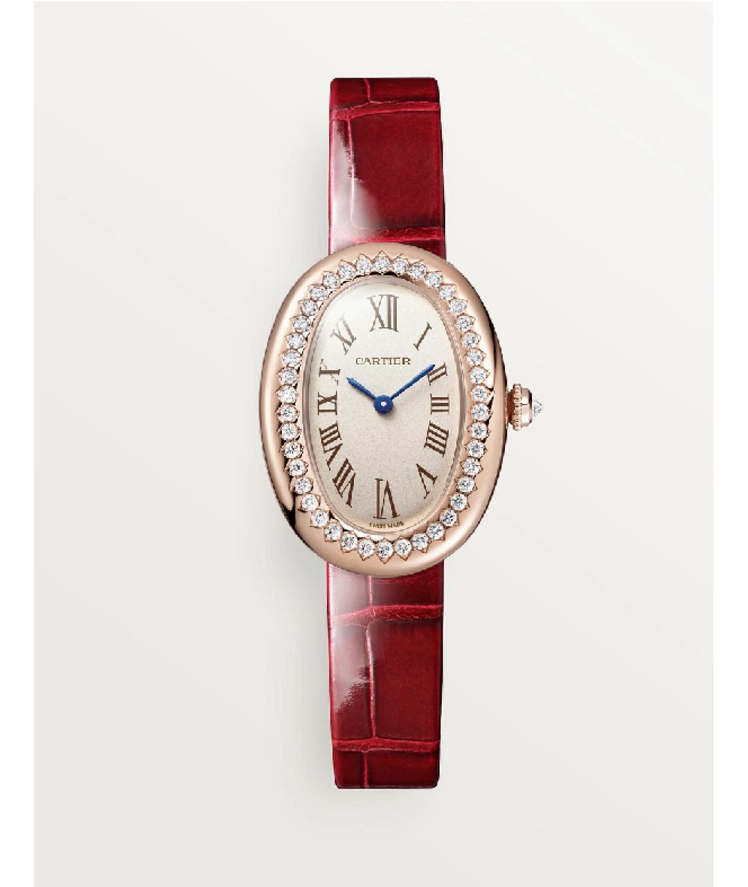 CARTIER Бордовые часы из розового золота, фото 2