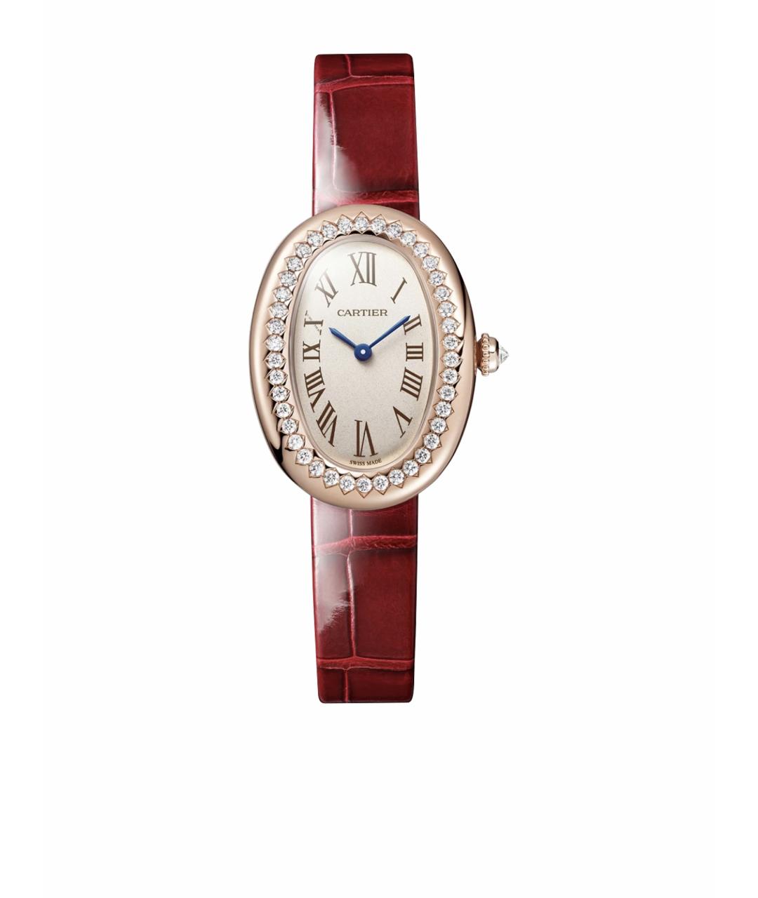 CARTIER Бордовые часы из розового золота, фото 1
