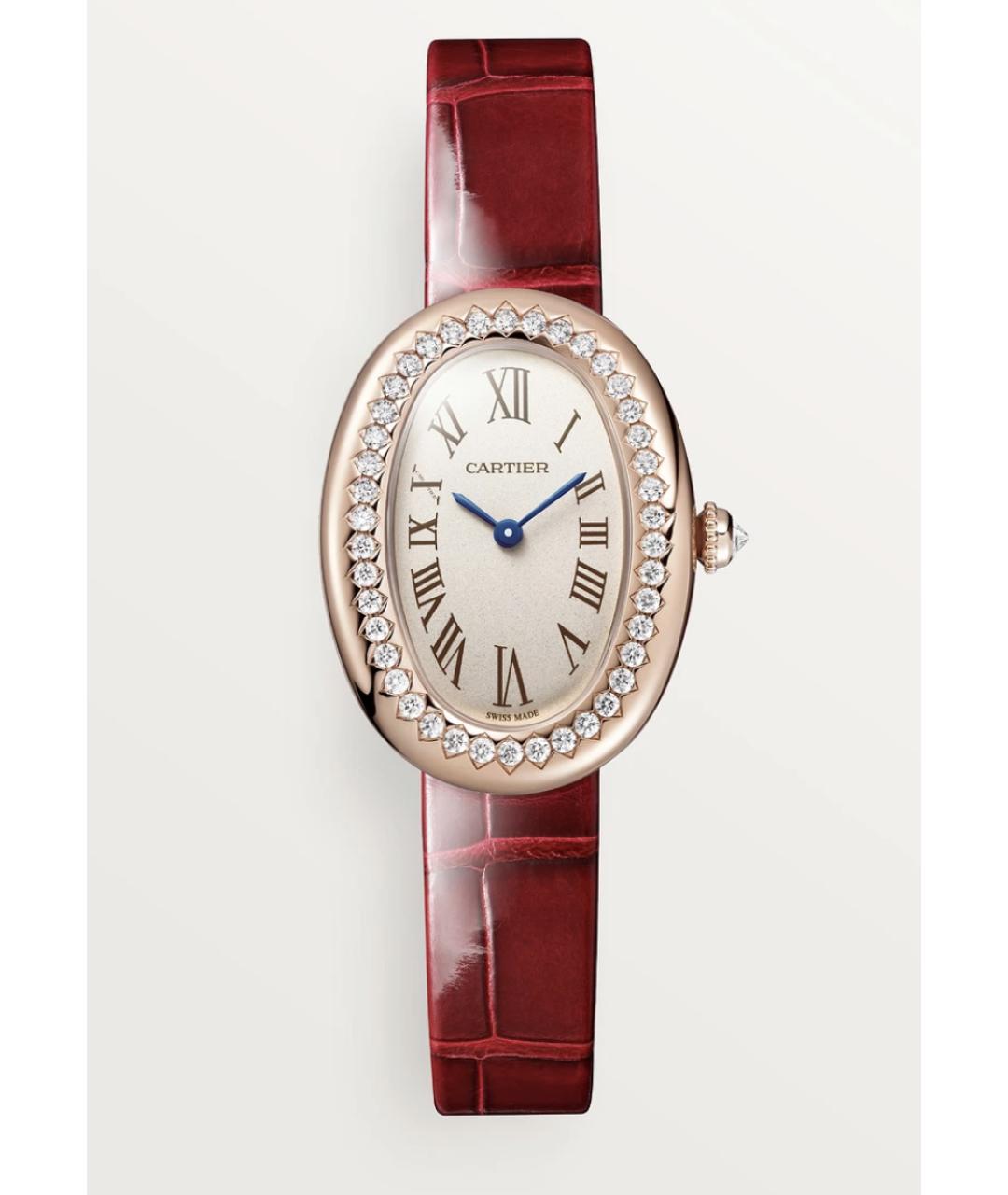 CARTIER Бордовые часы из розового золота, фото 6