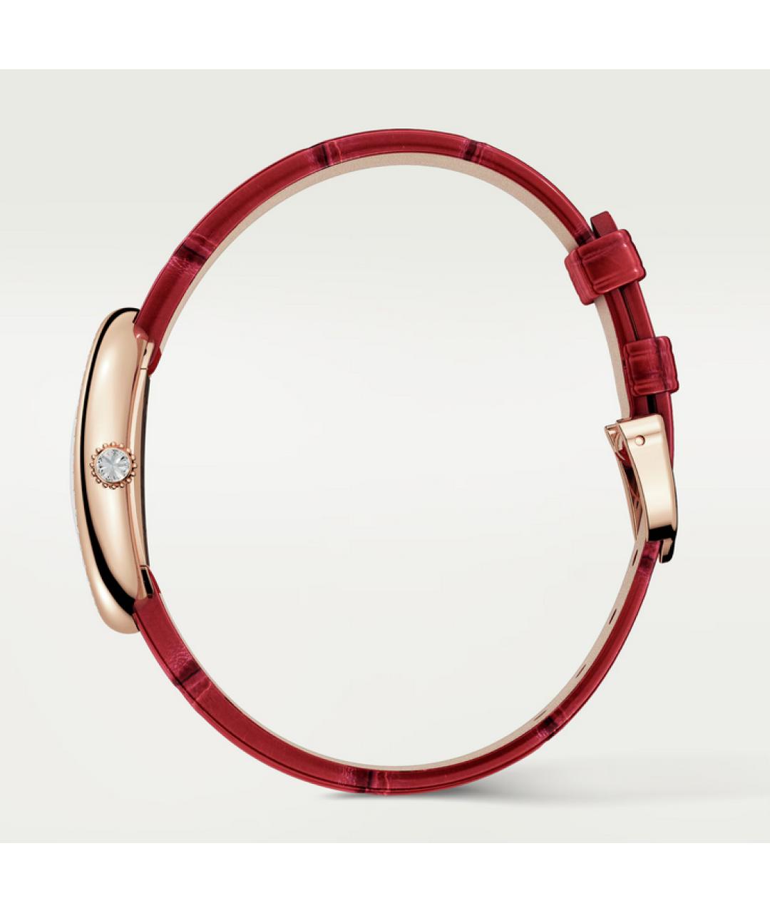CARTIER Бордовые часы из розового золота, фото 3