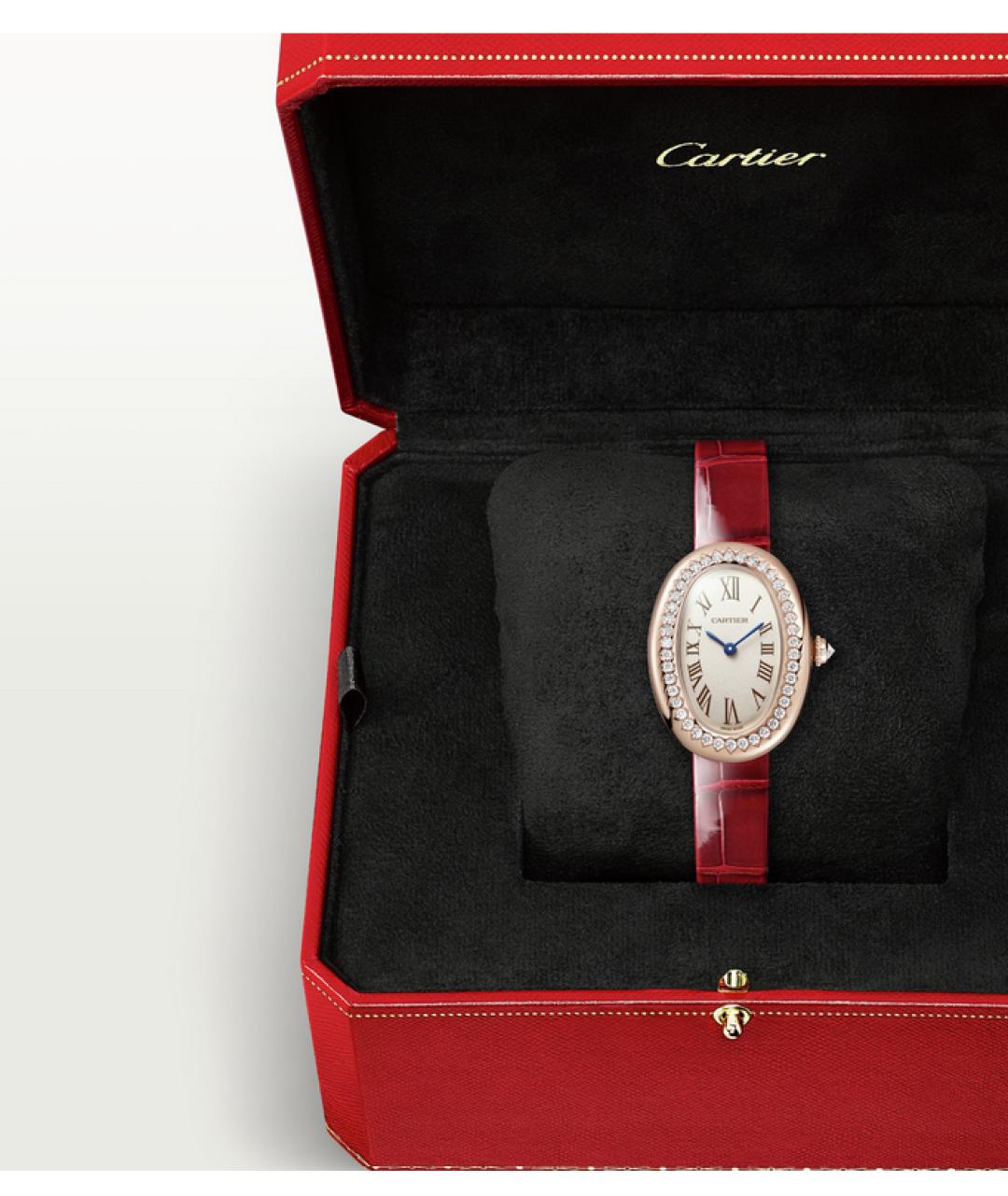CARTIER Бордовые часы из розового золота, фото 5