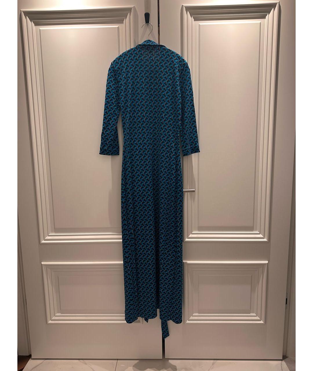 DIANE VON FURSTENBERG Бирюзовое шелковое повседневное платье, фото 3