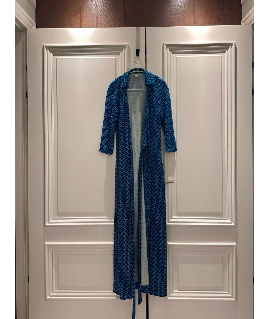 DIANE VON FURSTENBERG Бирюзовое шелковое повседневное платье, фото 6