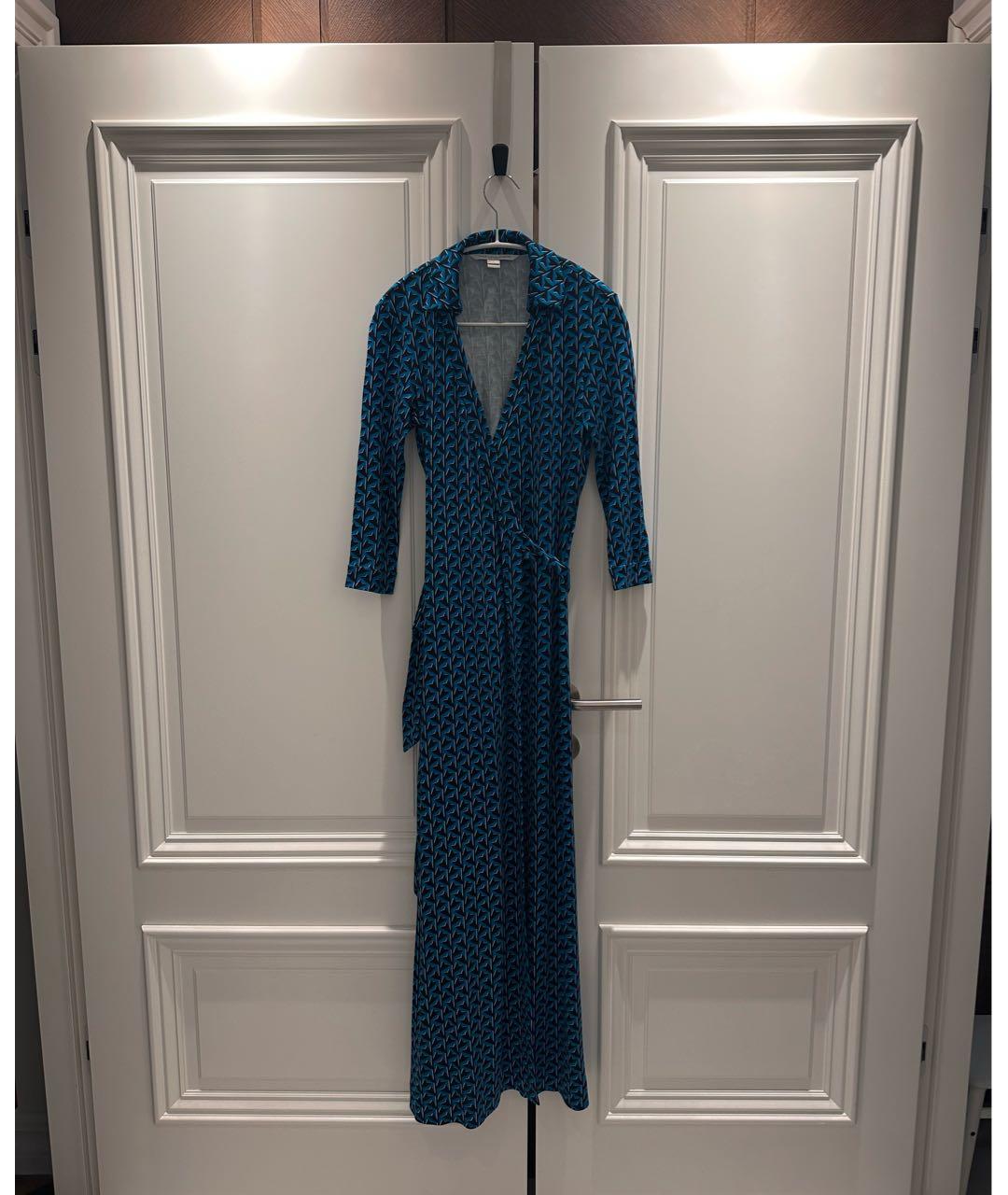 DIANE VON FURSTENBERG Бирюзовое шелковое повседневное платье, фото 2