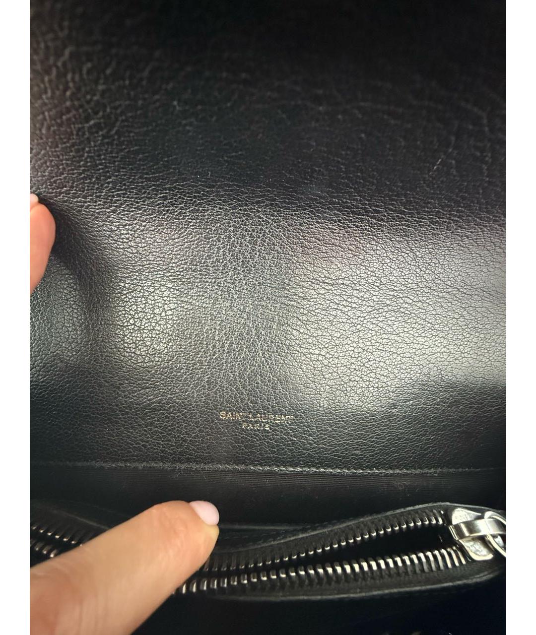 SAINT LAURENT Черная кожаная сумка с короткими ручками, фото 5