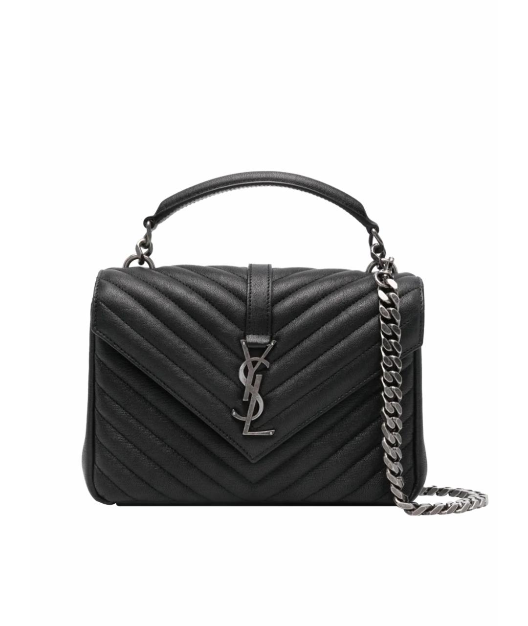 SAINT LAURENT Черная кожаная сумка с короткими ручками, фото 1