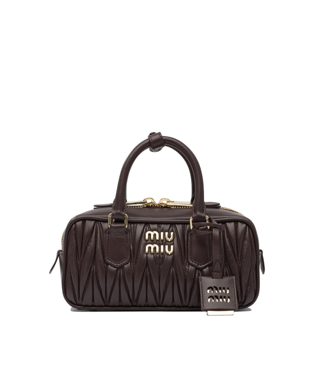 MIU MIU Коричневая кожаная сумка с короткими ручками, фото 1