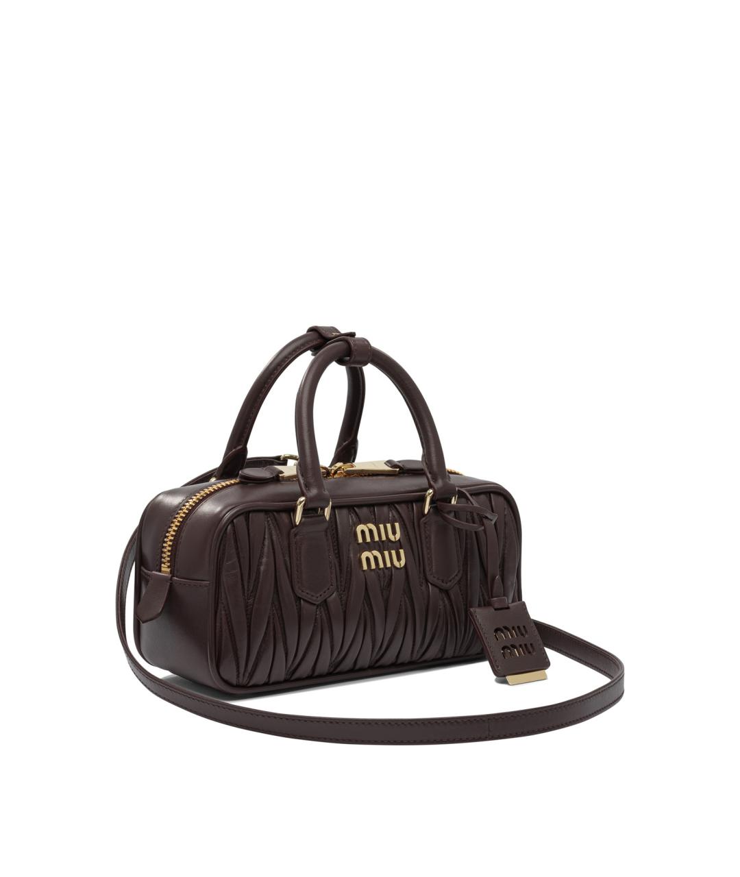 MIU MIU Коричневая кожаная сумка с короткими ручками, фото 2