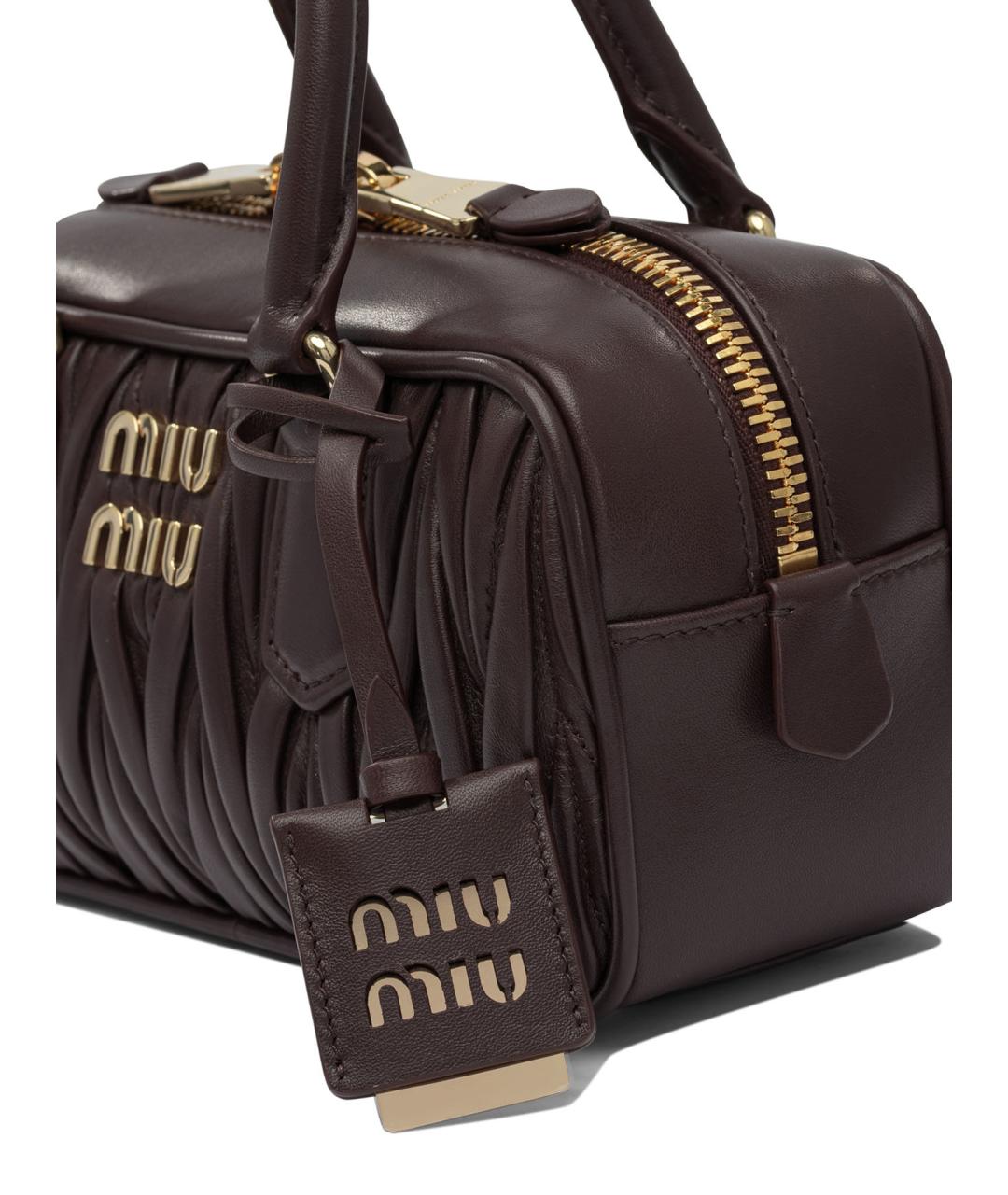 MIU MIU Коричневая кожаная сумка с короткими ручками, фото 4