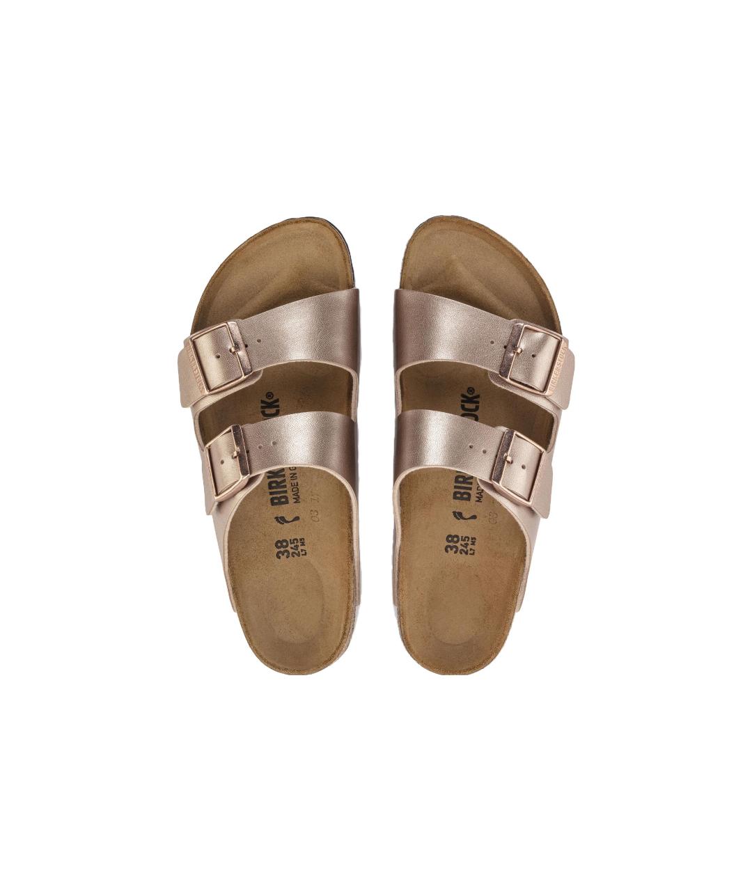 BIRKENSTOCK Золотые кожаные сандалии, фото 5