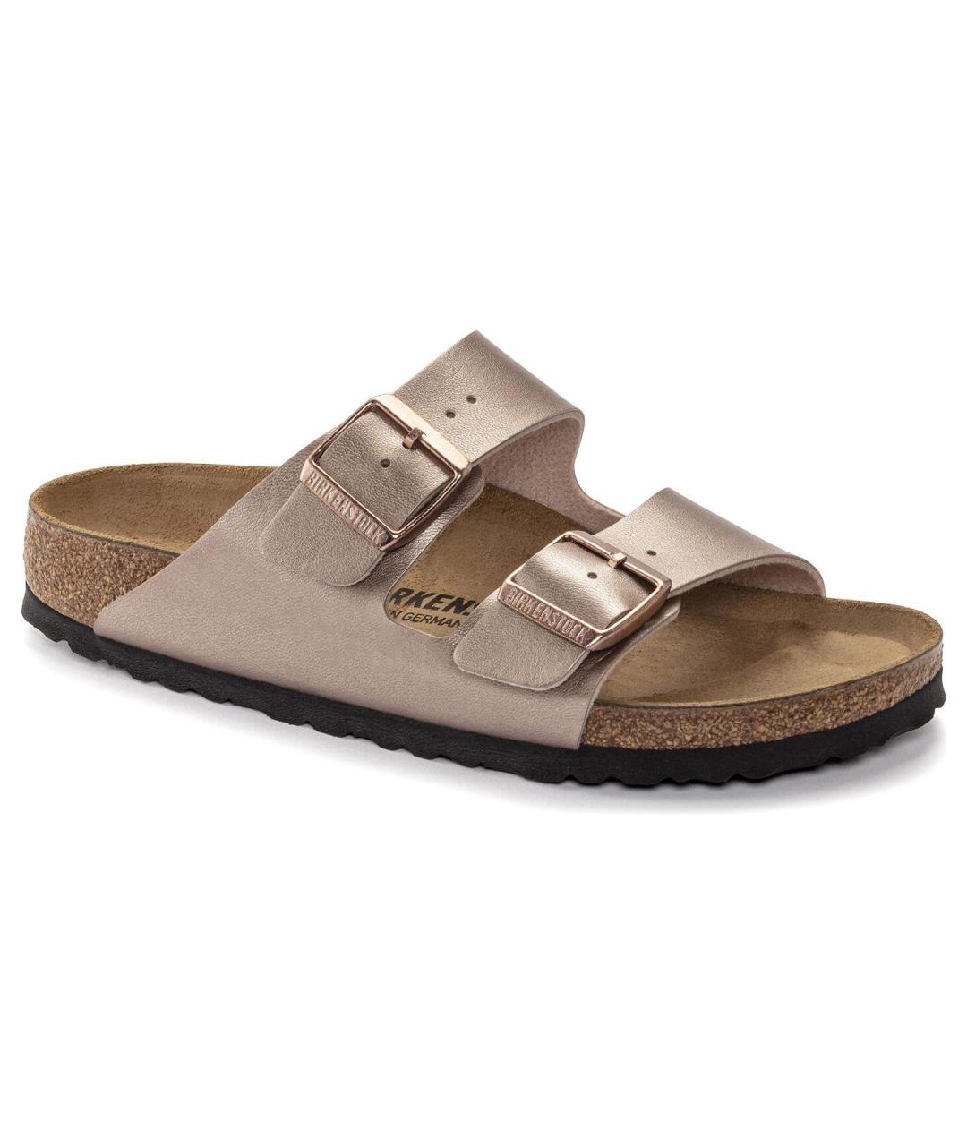 BIRKENSTOCK Золотые кожаные сандалии, фото 3
