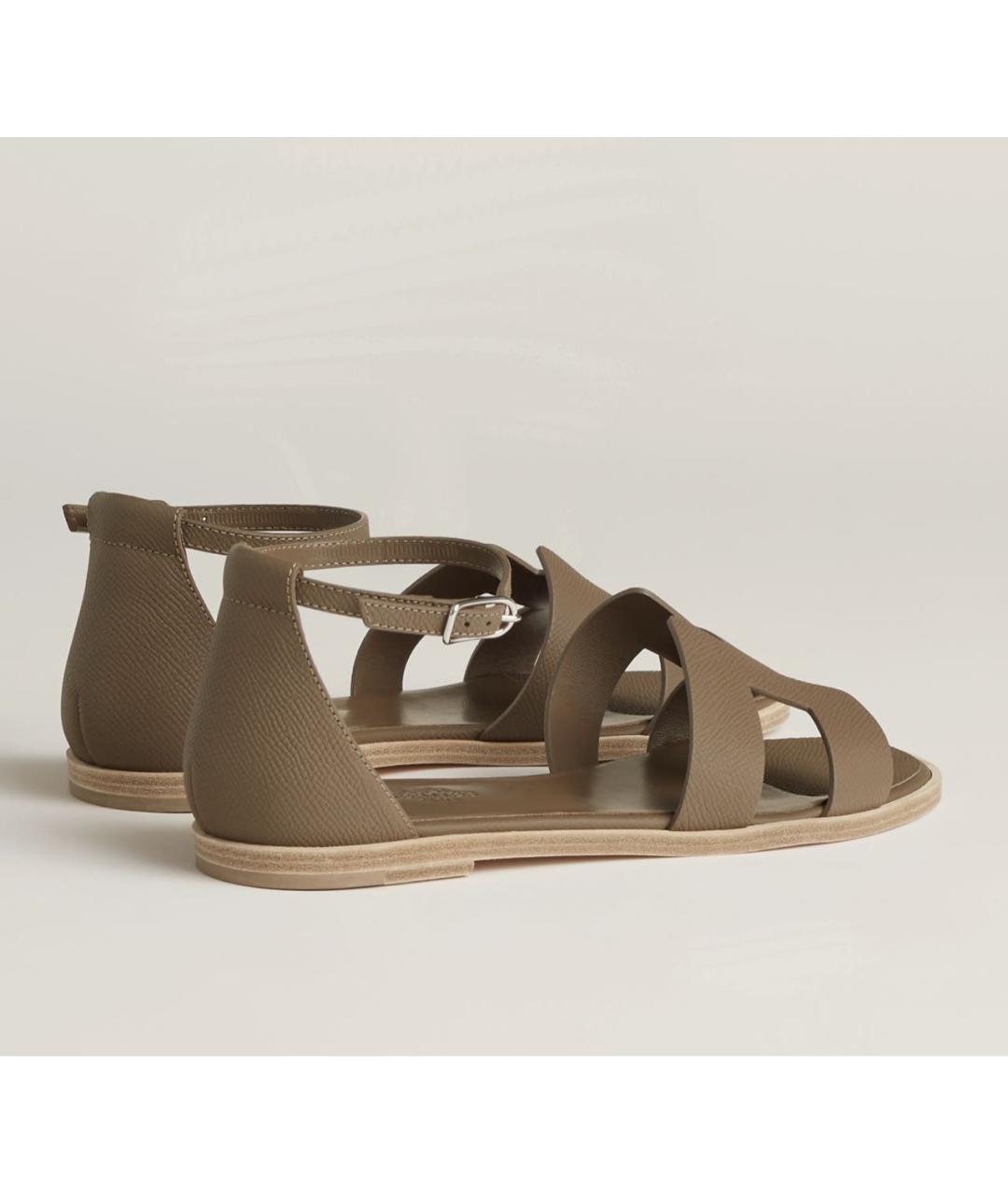 HERMES Коричневые кожаные сандалии, фото 2