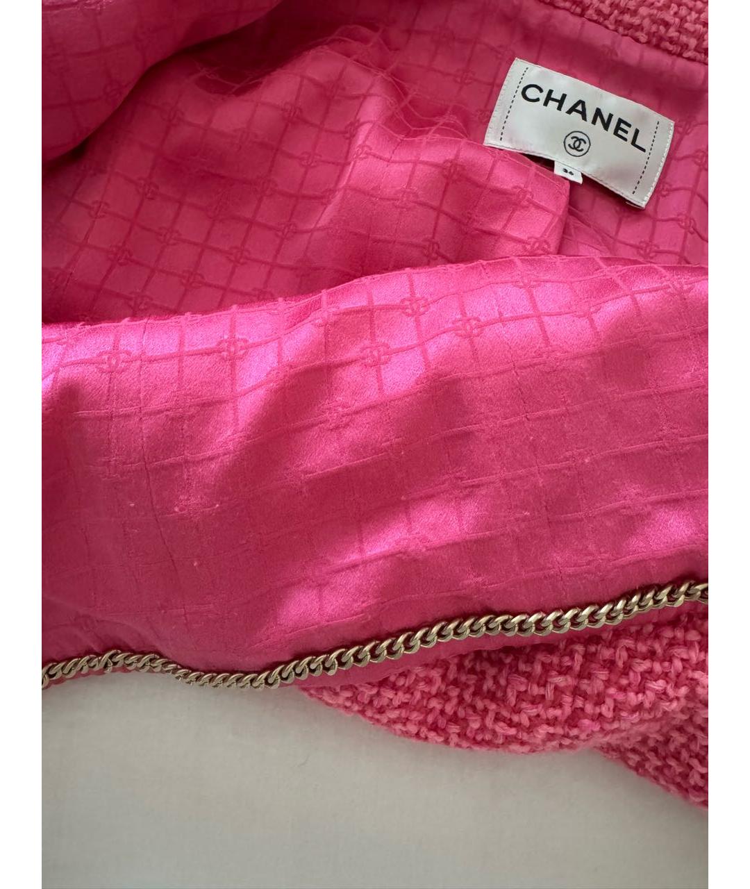 CHANEL Розовый твидовый жакет/пиджак, фото 6