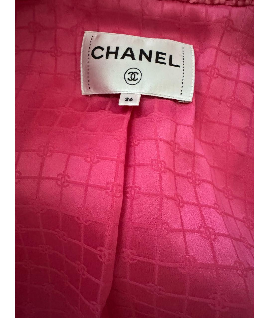 CHANEL Розовый твидовый жакет/пиджак, фото 4