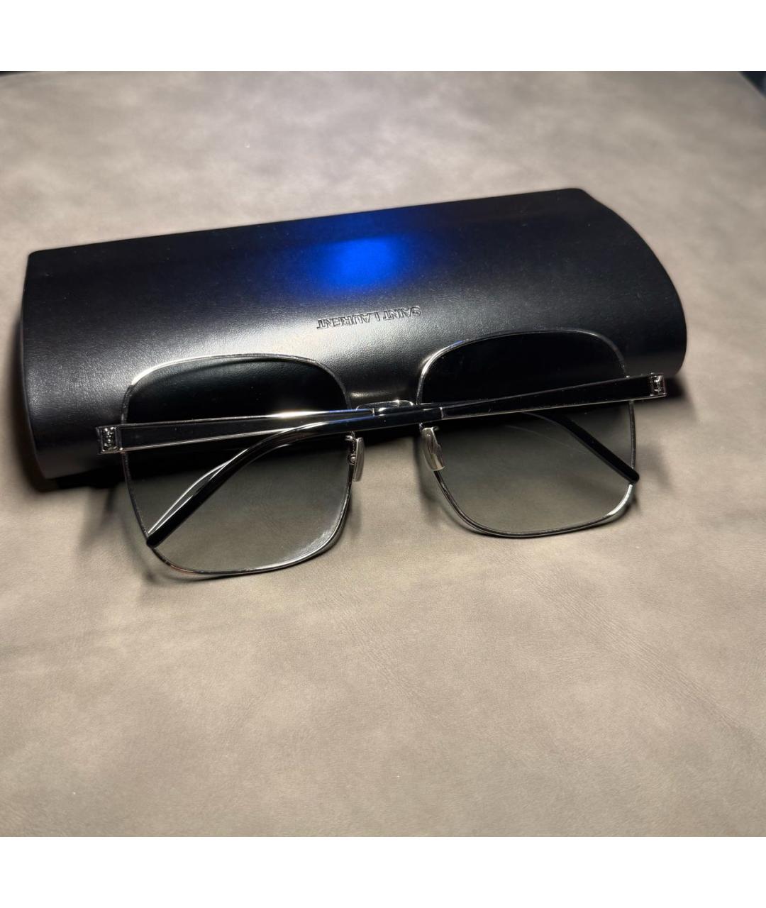 SAINT LAURENT Черные металлические солнцезащитные очки, фото 2