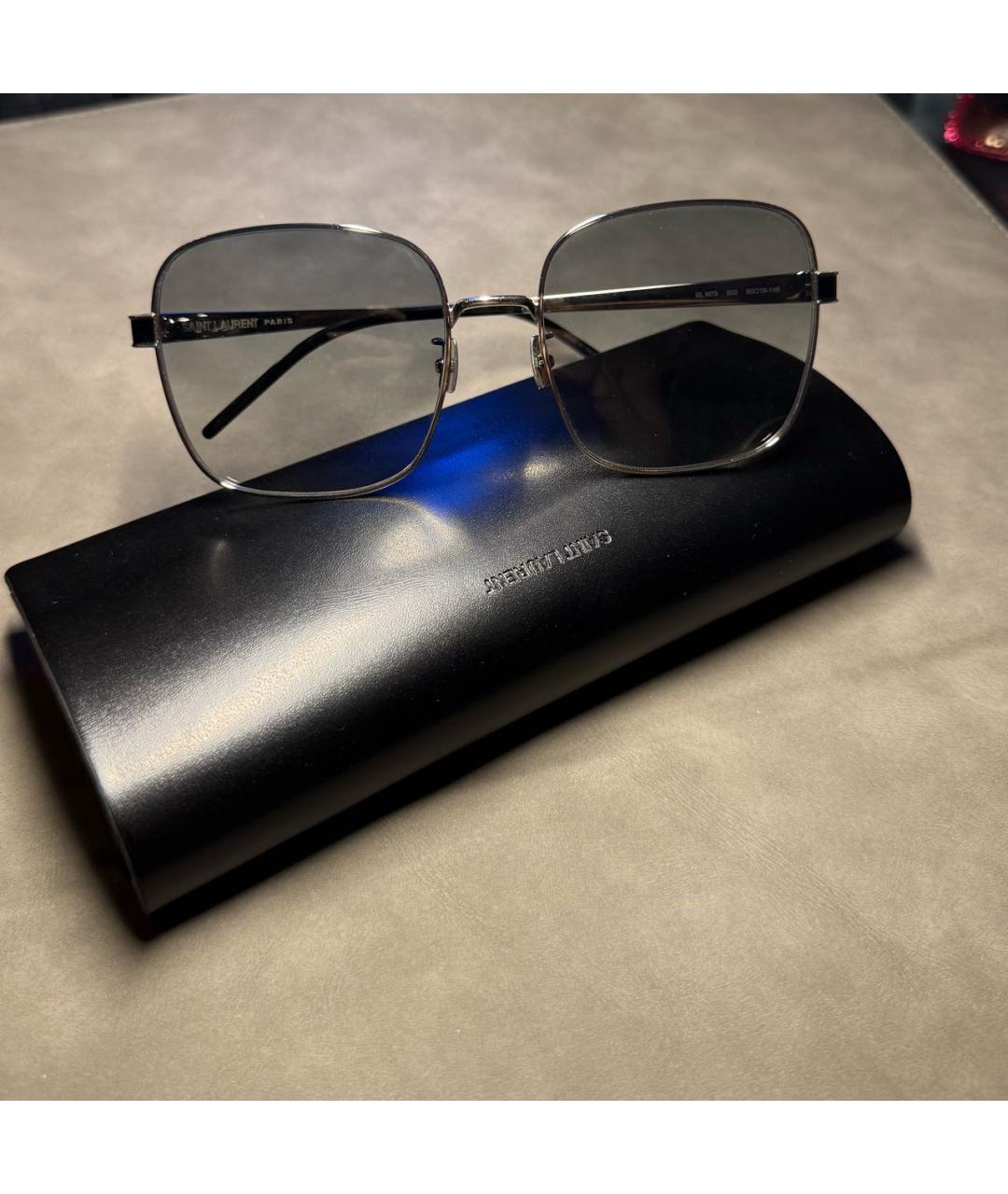 SAINT LAURENT Черные металлические солнцезащитные очки, фото 3