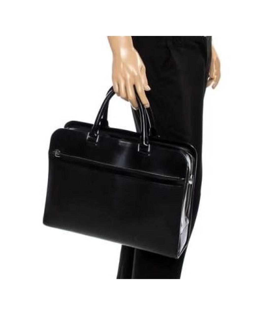LOUIS VUITTON Черный кожаный портфель, фото 5