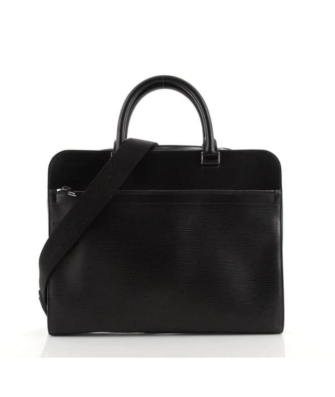 LOUIS VUITTON Черный кожаный портфель, фото 6