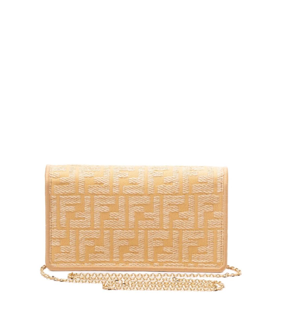 FENDI Бежевая тканевая сумка через плечо, фото 4
