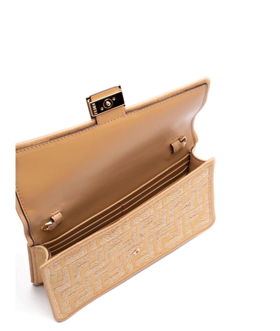 FENDI Бежевая тканевая сумка через плечо, фото 2
