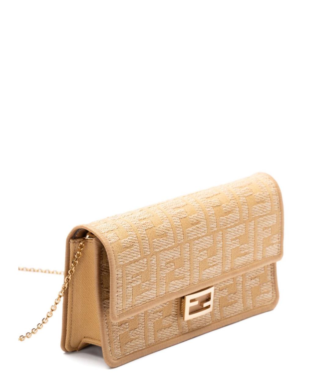 FENDI Бежевая тканевая сумка через плечо, фото 3