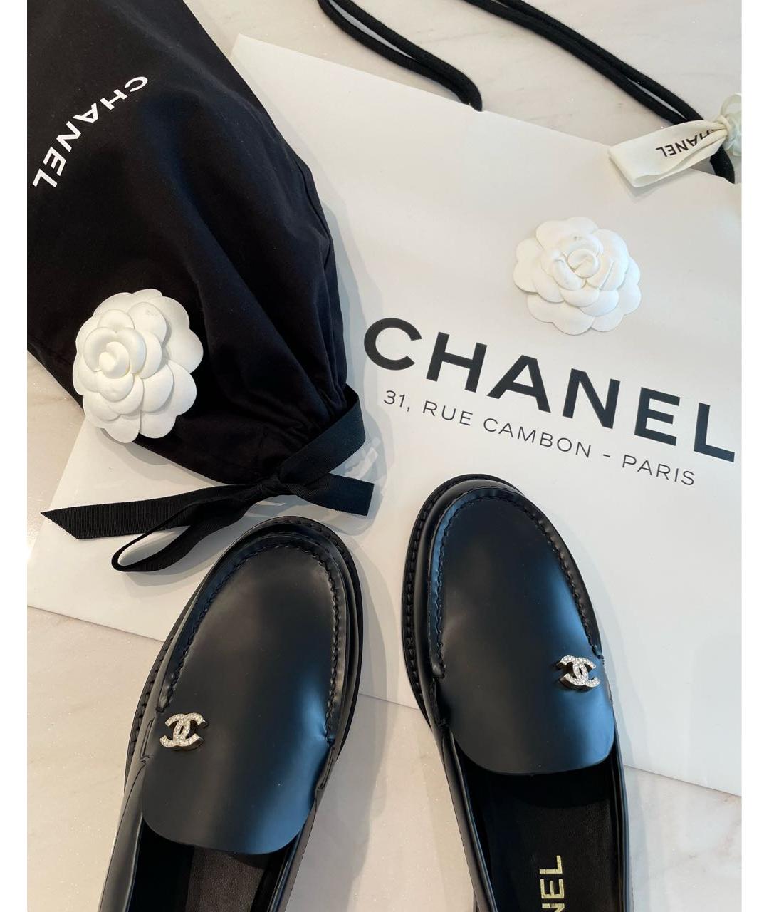 CHANEL Черные кожаные лоферы, фото 4