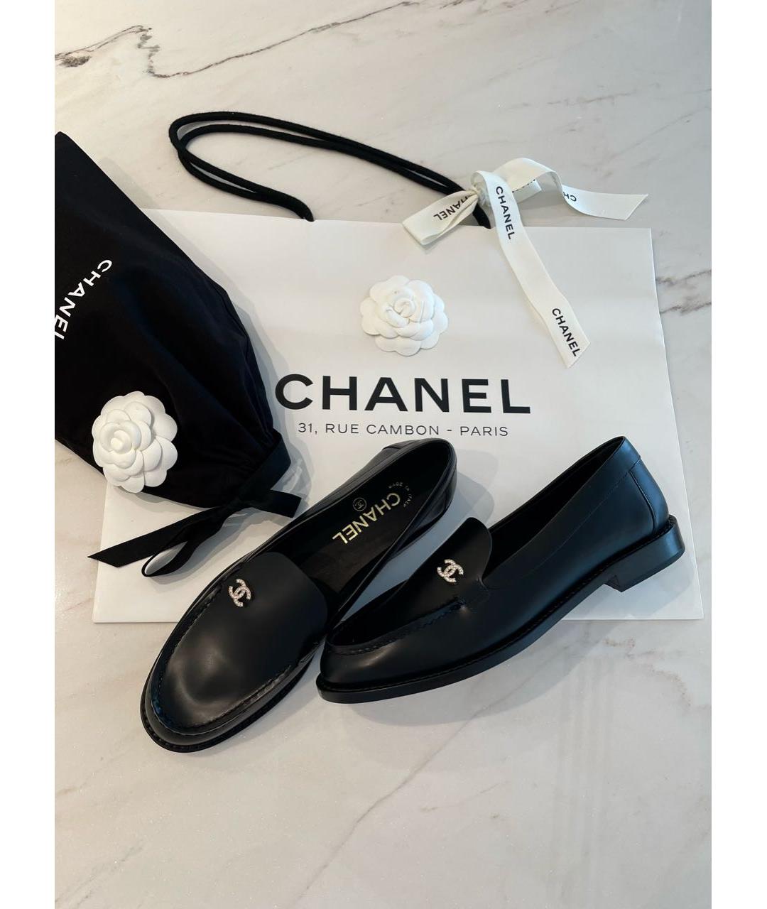 CHANEL Черные кожаные лоферы, фото 5