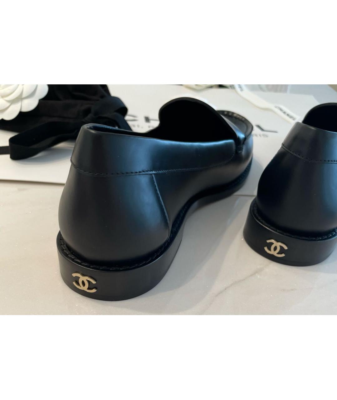 CHANEL Черные кожаные лоферы, фото 7