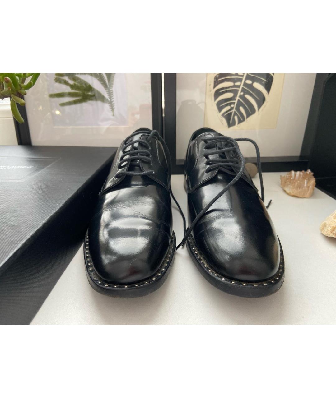 SAINT LAURENT Черные кожаные брогги и оксфорды, фото 2