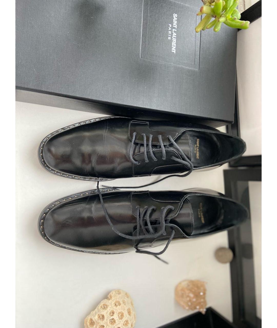 SAINT LAURENT Черные кожаные брогги и оксфорды, фото 5