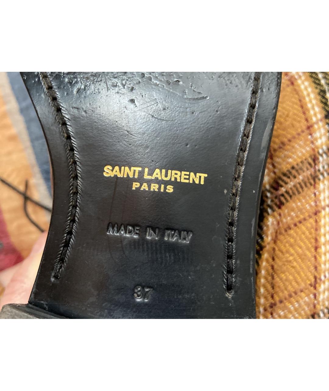 SAINT LAURENT Черные кожаные брогги и оксфорды, фото 4