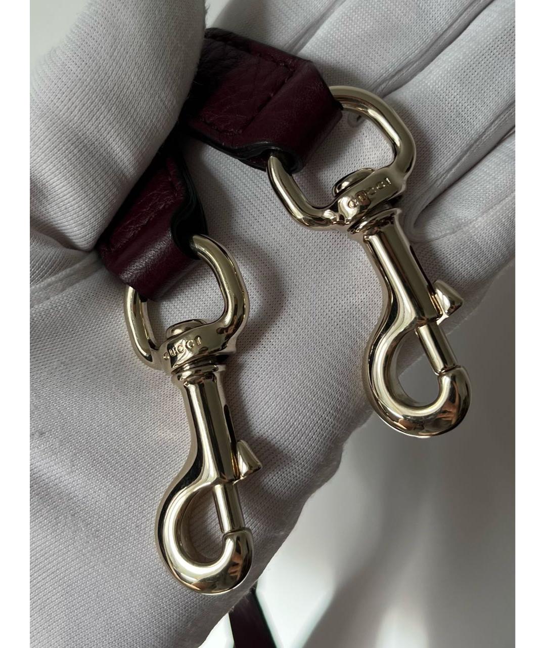 GUCCI Бордовая кожаная сумка тоут, фото 7