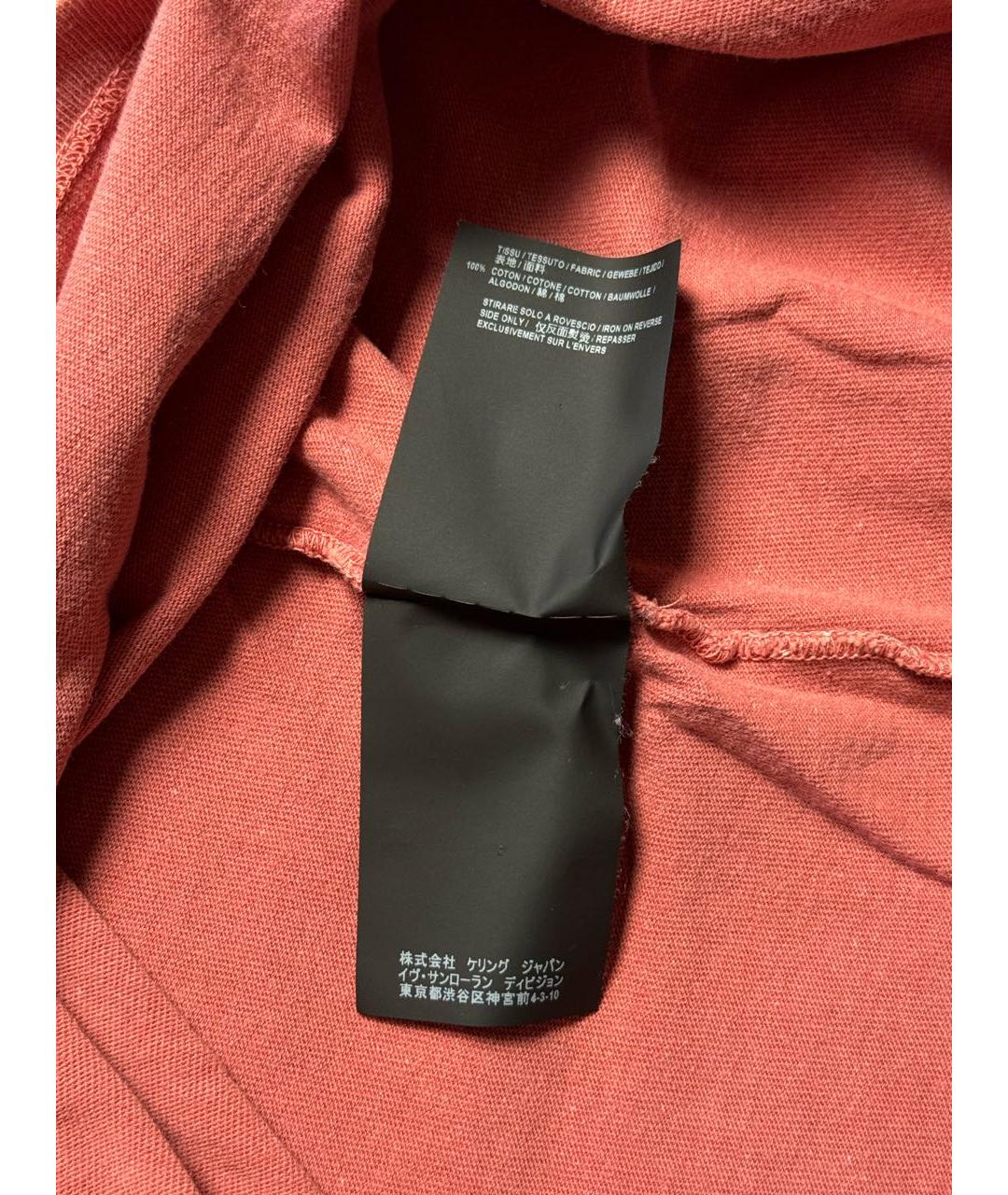 SAINT LAURENT Коралловая хлопковая футболка, фото 5