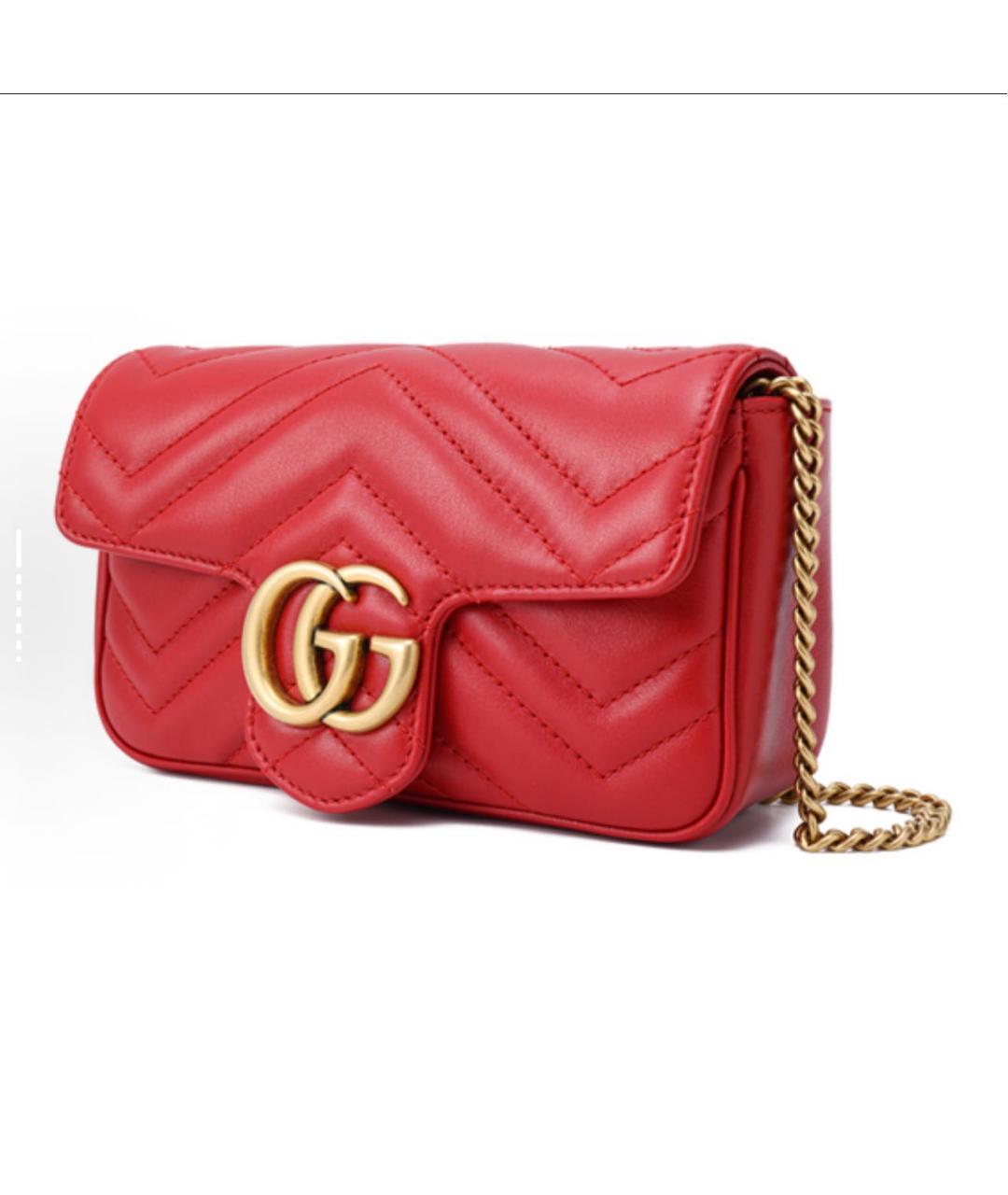 GUCCI Красная кожаная сумка через плечо, фото 3