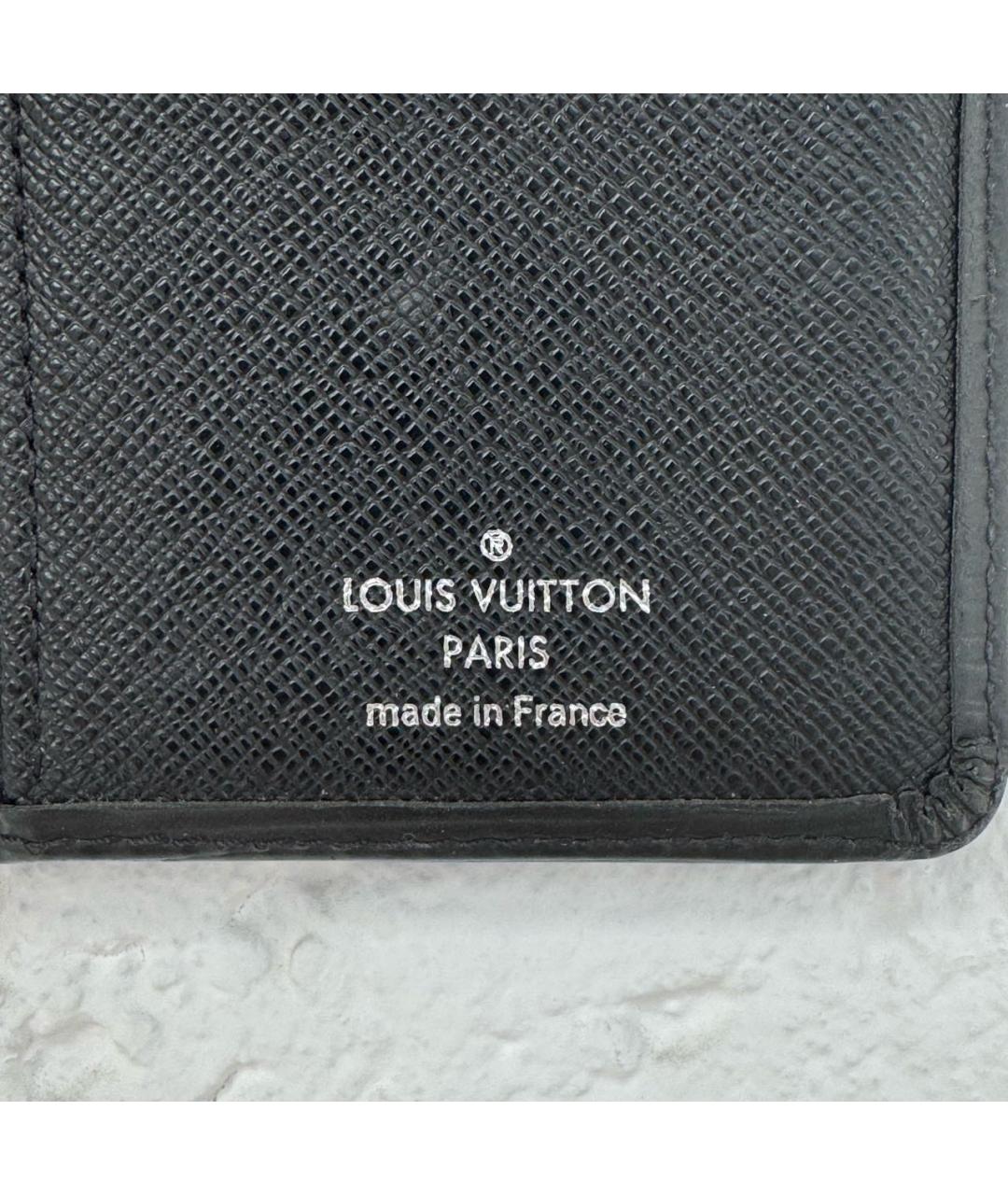 LOUIS VUITTON Черный кожаный кошелек, фото 4