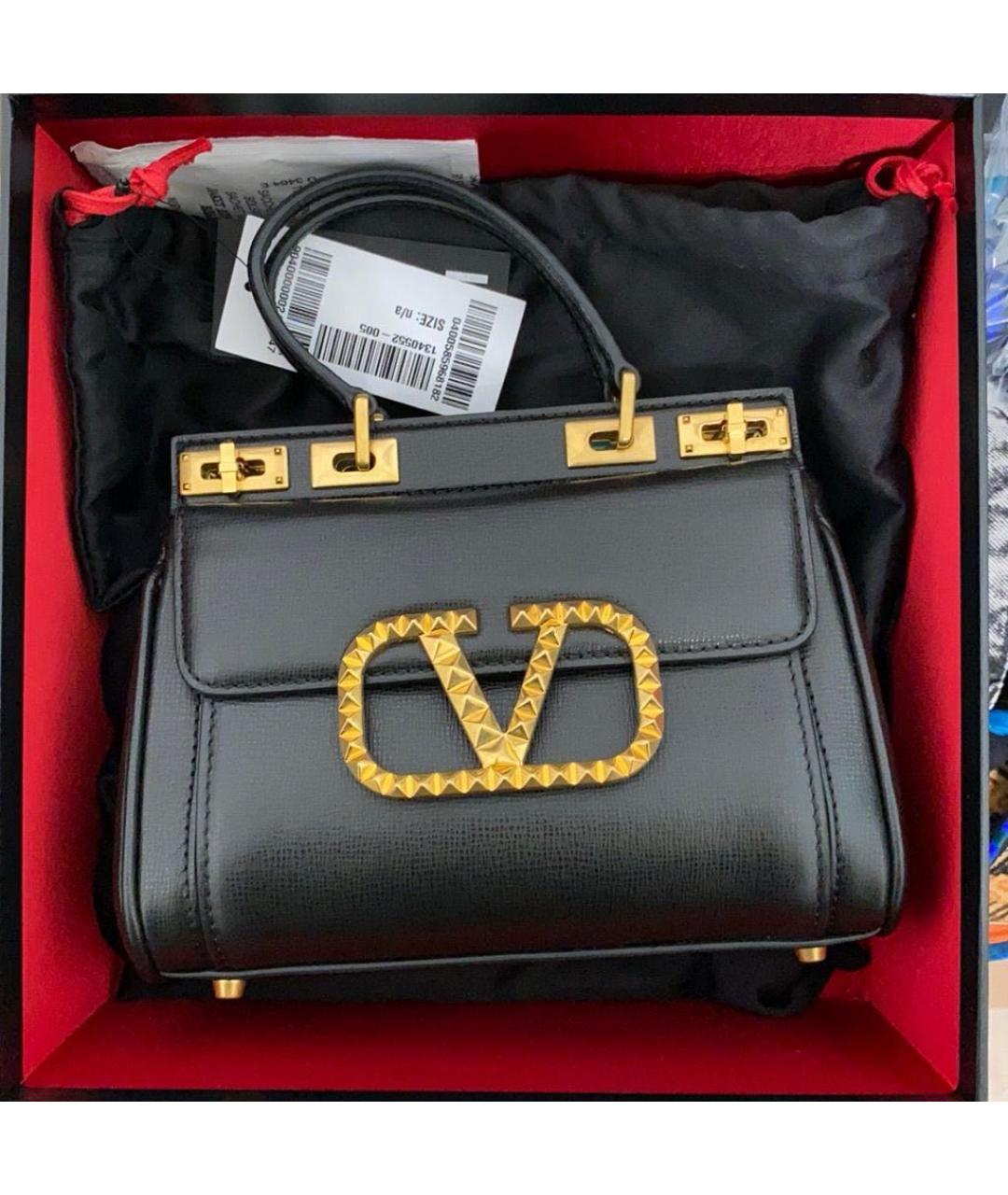 VALENTINO Черная кожаная сумка с короткими ручками, фото 6