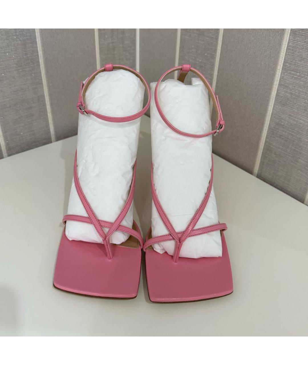 BOTTEGA VENETA Розовые кожаные босоножки, фото 2