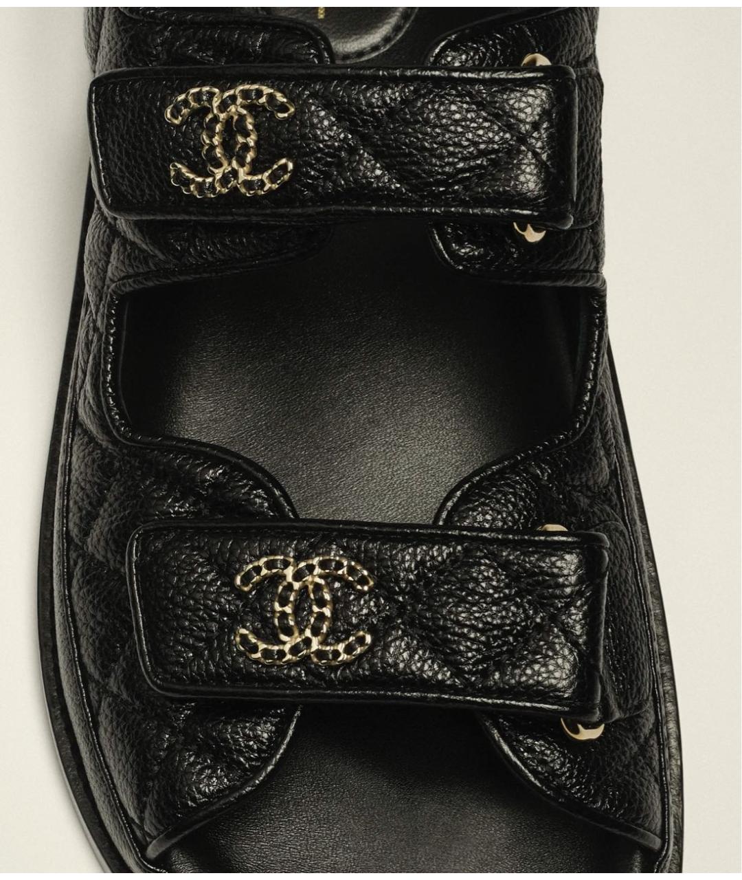 CHANEL Черные кожаные сандалии, фото 3