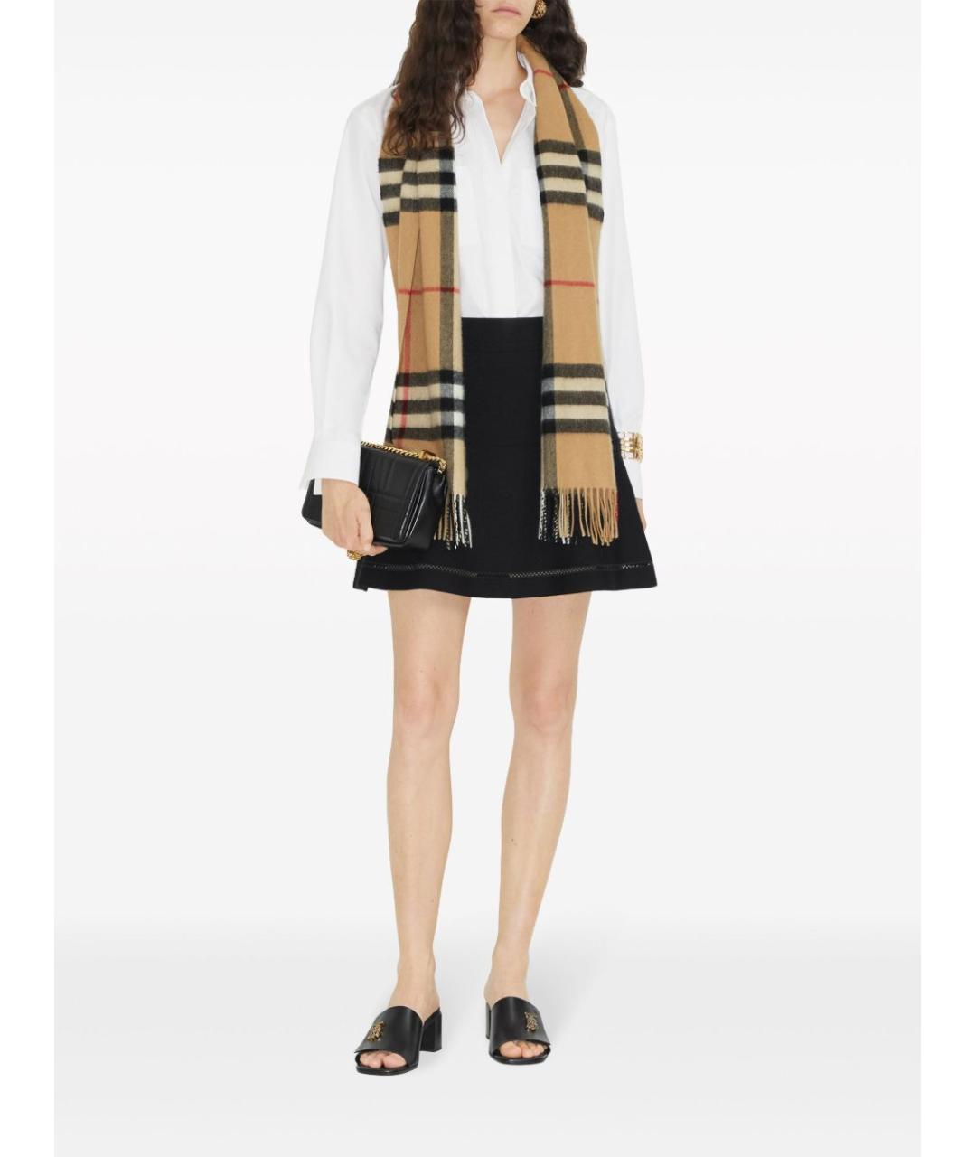 BURBERRY Бежевый кашемировый шарф, фото 5
