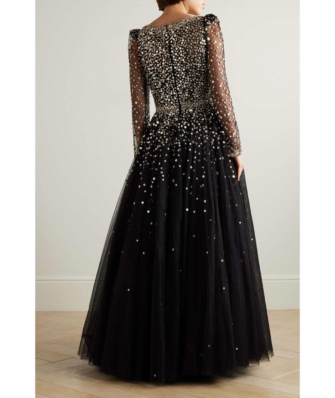 JENNY PACKHAM Черное сетчатое вечернее платье, фото 3