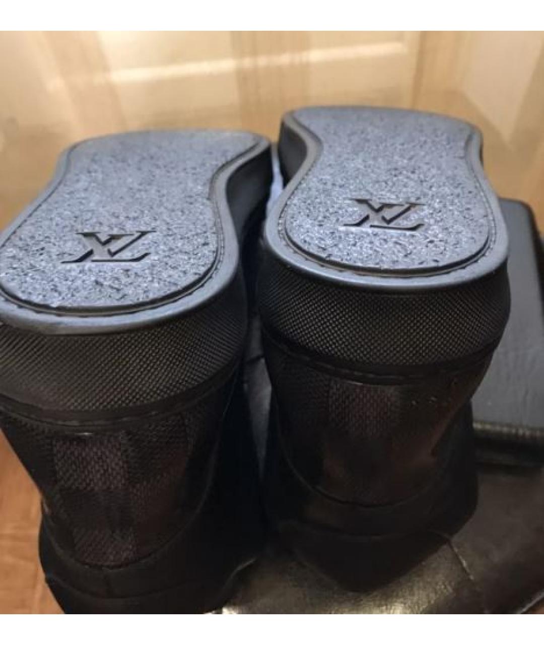 LOUIS VUITTON Черные кожаные высокие кроссовки / кеды, фото 5