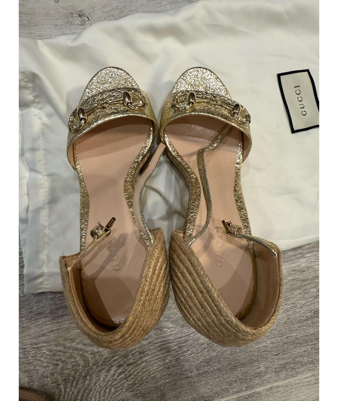 GUCCI Золотые босоножки, фото 3