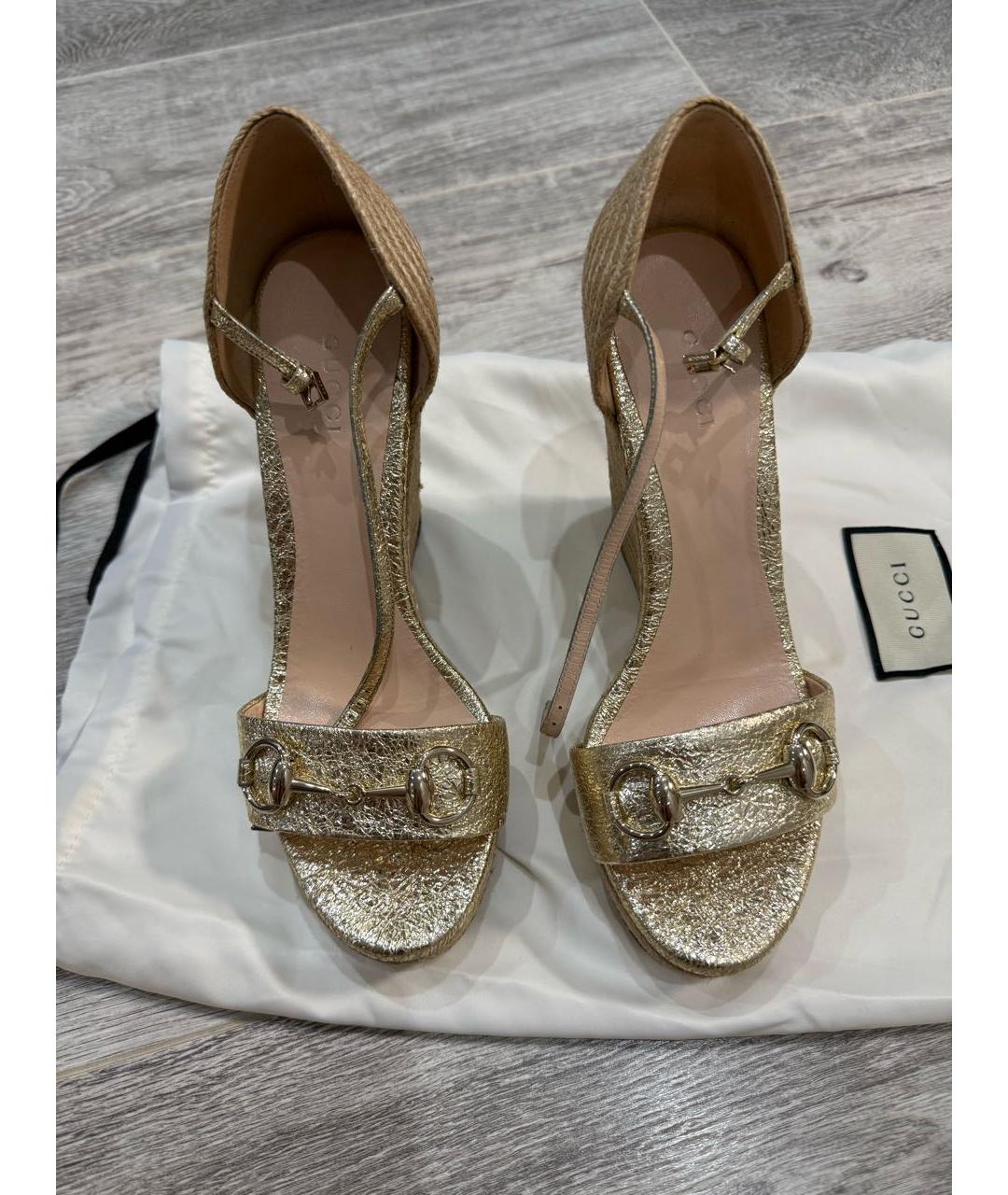 GUCCI Золотые босоножки, фото 2