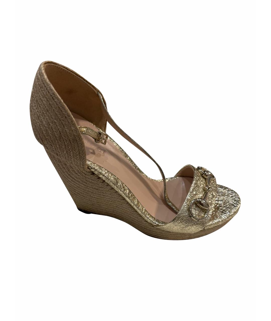 GUCCI Золотые босоножки, фото 1