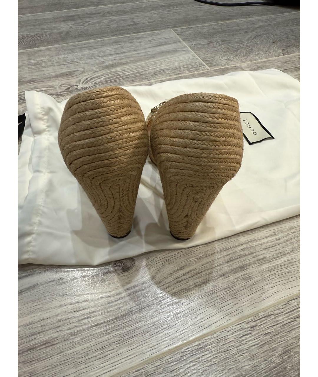 GUCCI Золотые босоножки, фото 4