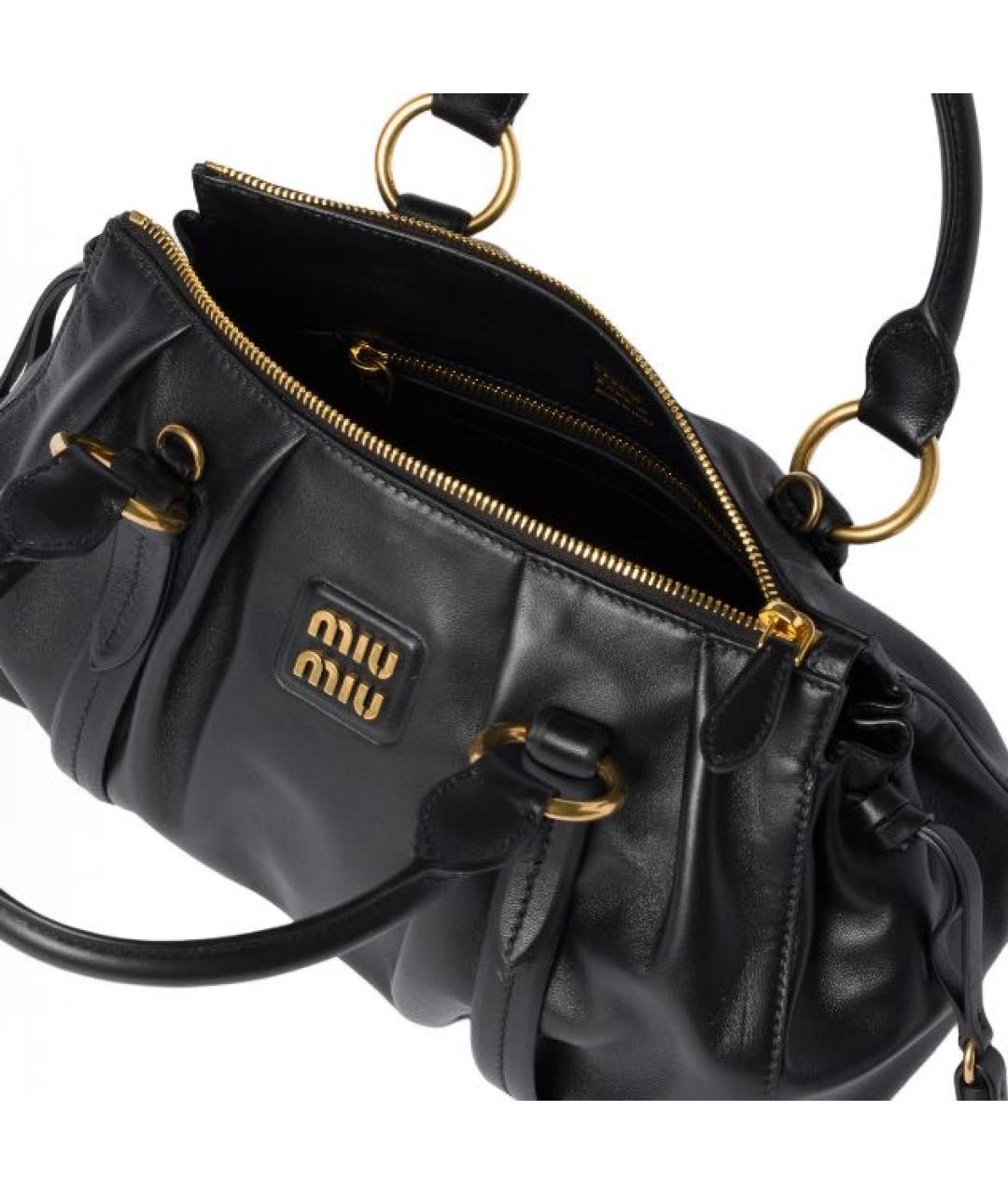 MIU MIU Черная кожаная сумка через плечо, фото 4