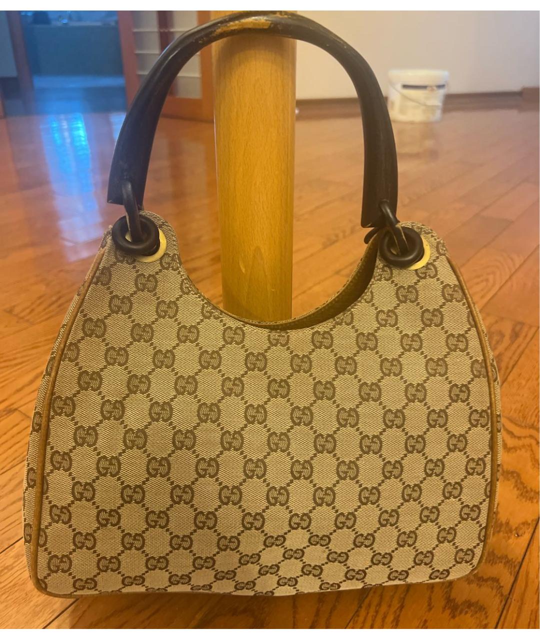 GUCCI Бежевая тканевая сумка с короткими ручками, фото 6